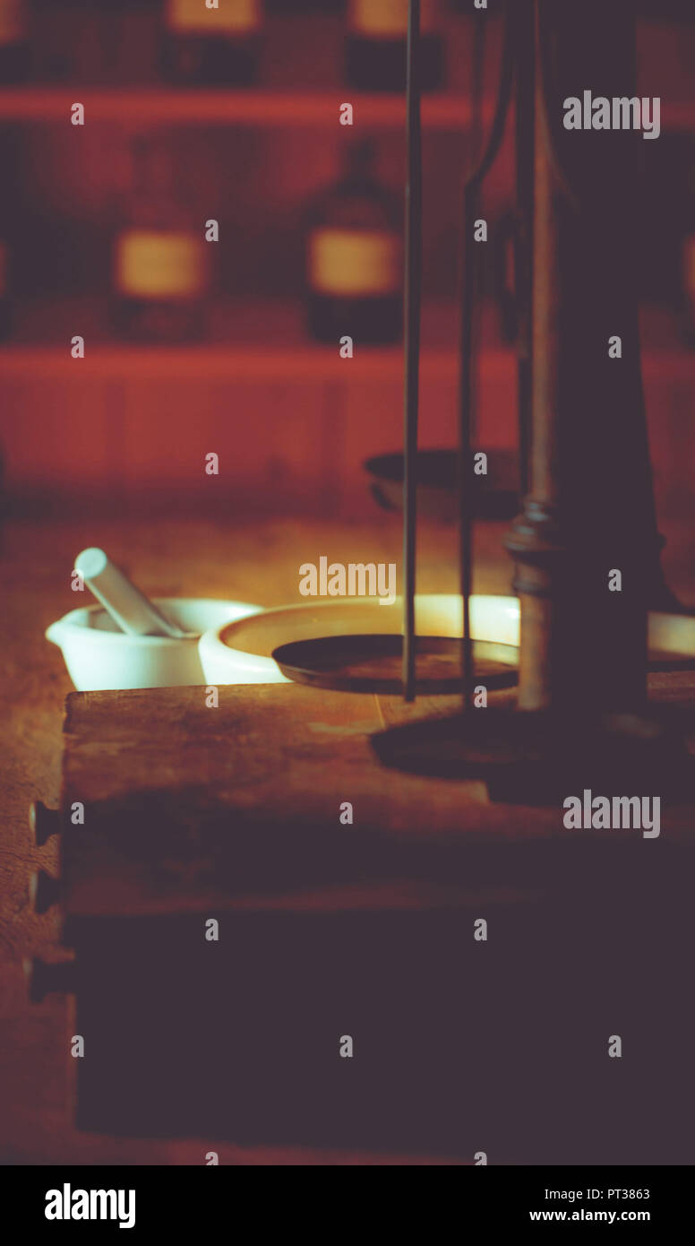 Antica farmacia, farmacia, alchimia, naturopatia Foto Stock