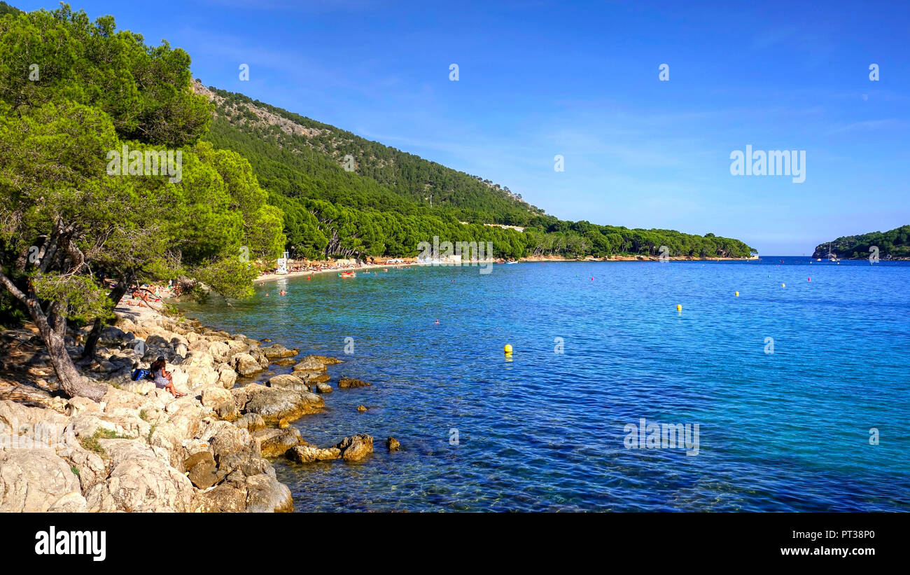 Cala Pi de la Posada bay, Cap Formentor, Maiorca, isole Baleari, Spagna Foto Stock