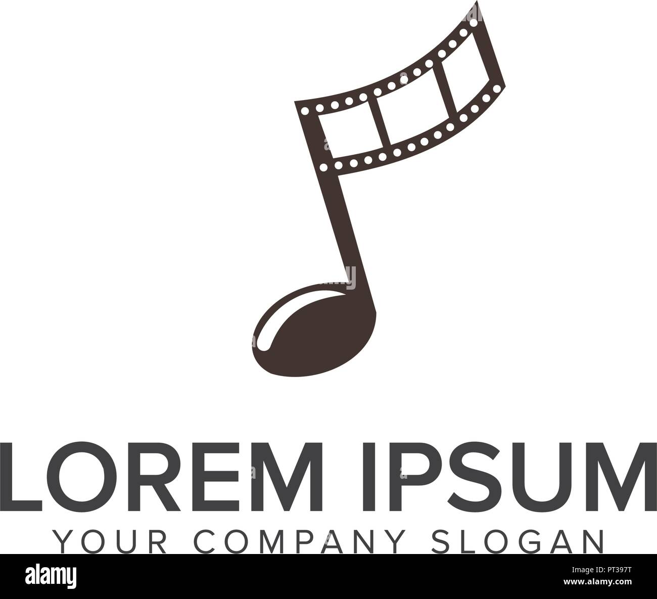 Musica di intrattenimento video logo design modello di concetto Illustrazione Vettoriale