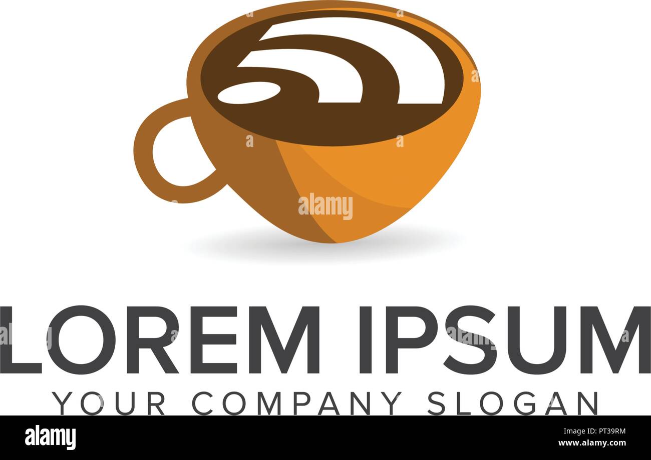 Caffè logo wireless. Il cibo e le bevande logo design modello di concetto Illustrazione Vettoriale