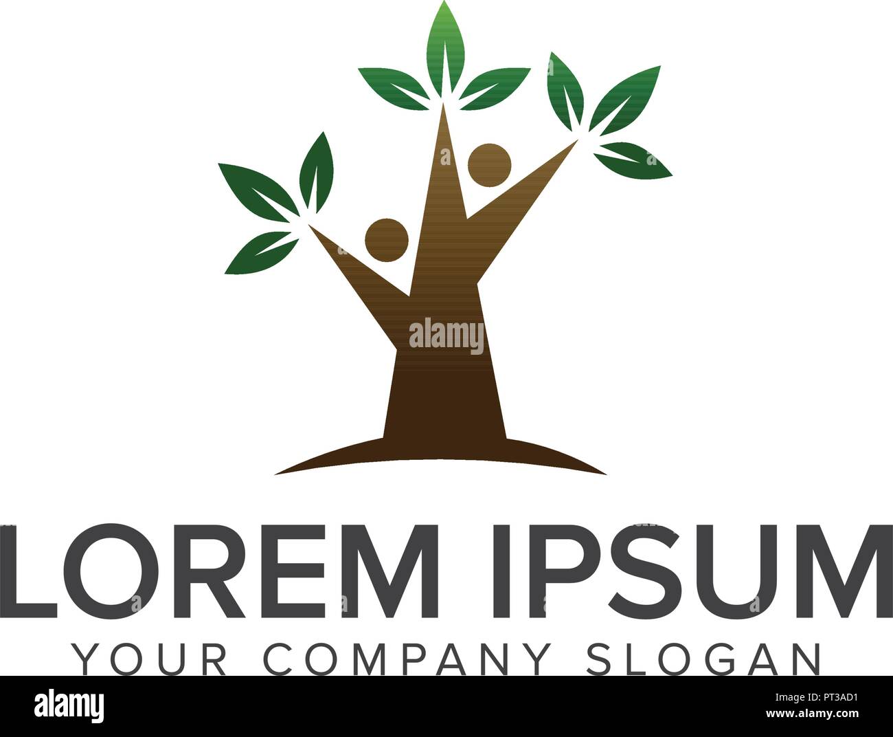 Tree persone logo design modello di concetto Illustrazione Vettoriale