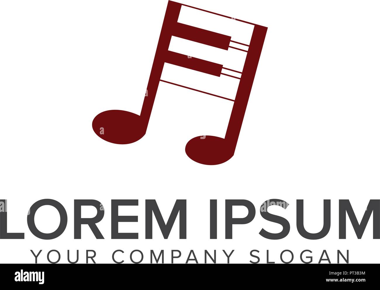 Musica per pianoforte logo design modello di concetto Illustrazione Vettoriale
