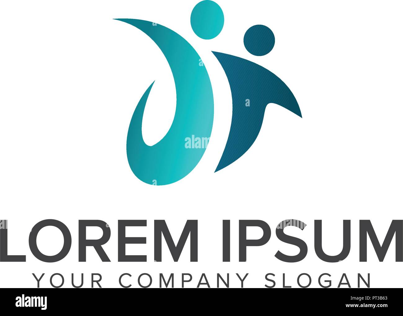 Cura di persone logo design modello di concetto Illustrazione Vettoriale