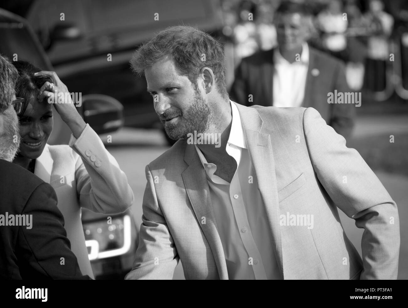 Il Joff Centro Giovanile, Peacehaven, East Sussex, Regno Unito. Il 3 ottobre 2018. Il principe Harry e Meghan Markle fanno la loro prima visita ufficiale a Sussex Foto Stock