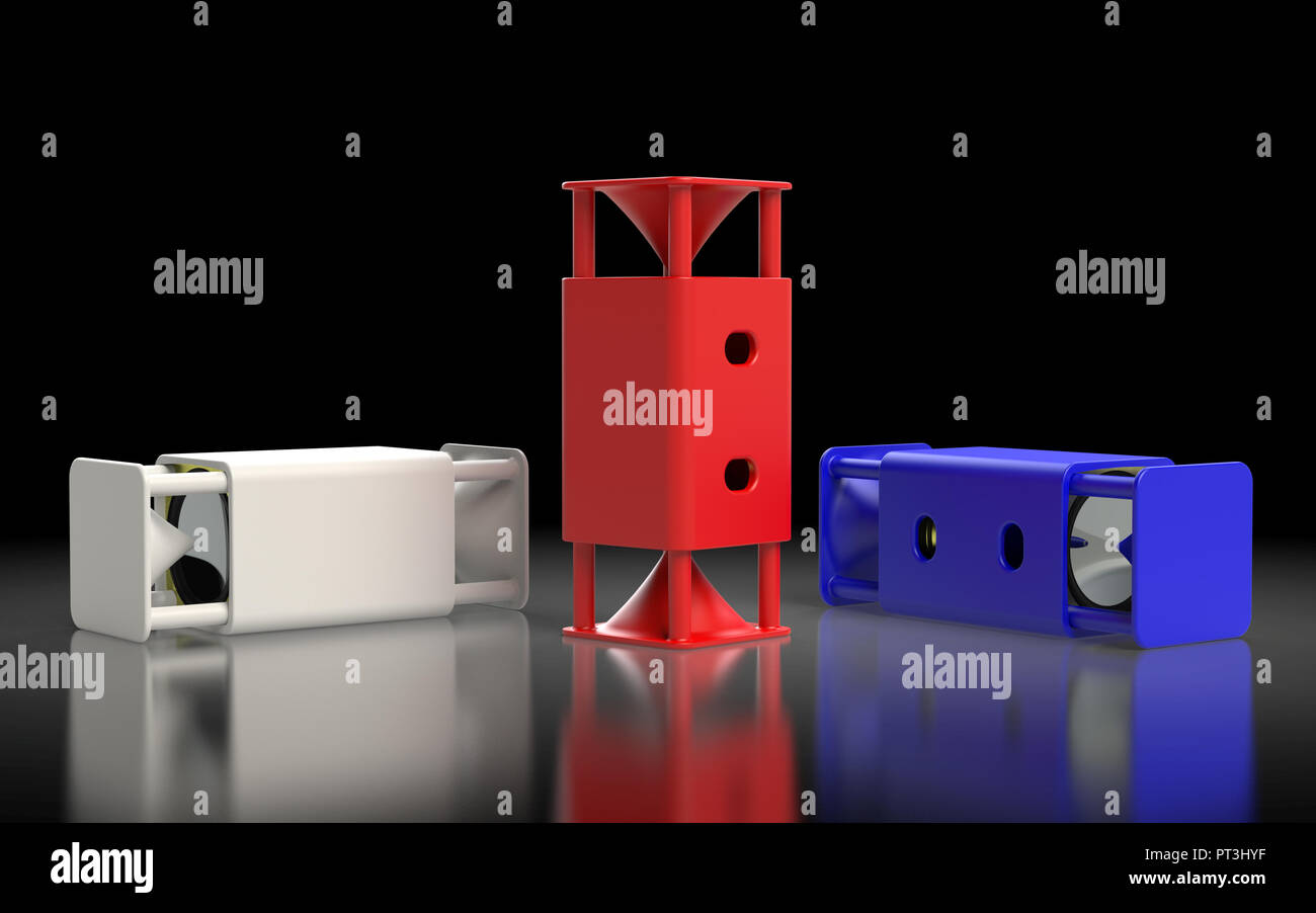 Nuovo concetto di altoparlante portatile. Il rendering 3D/ Foto Stock