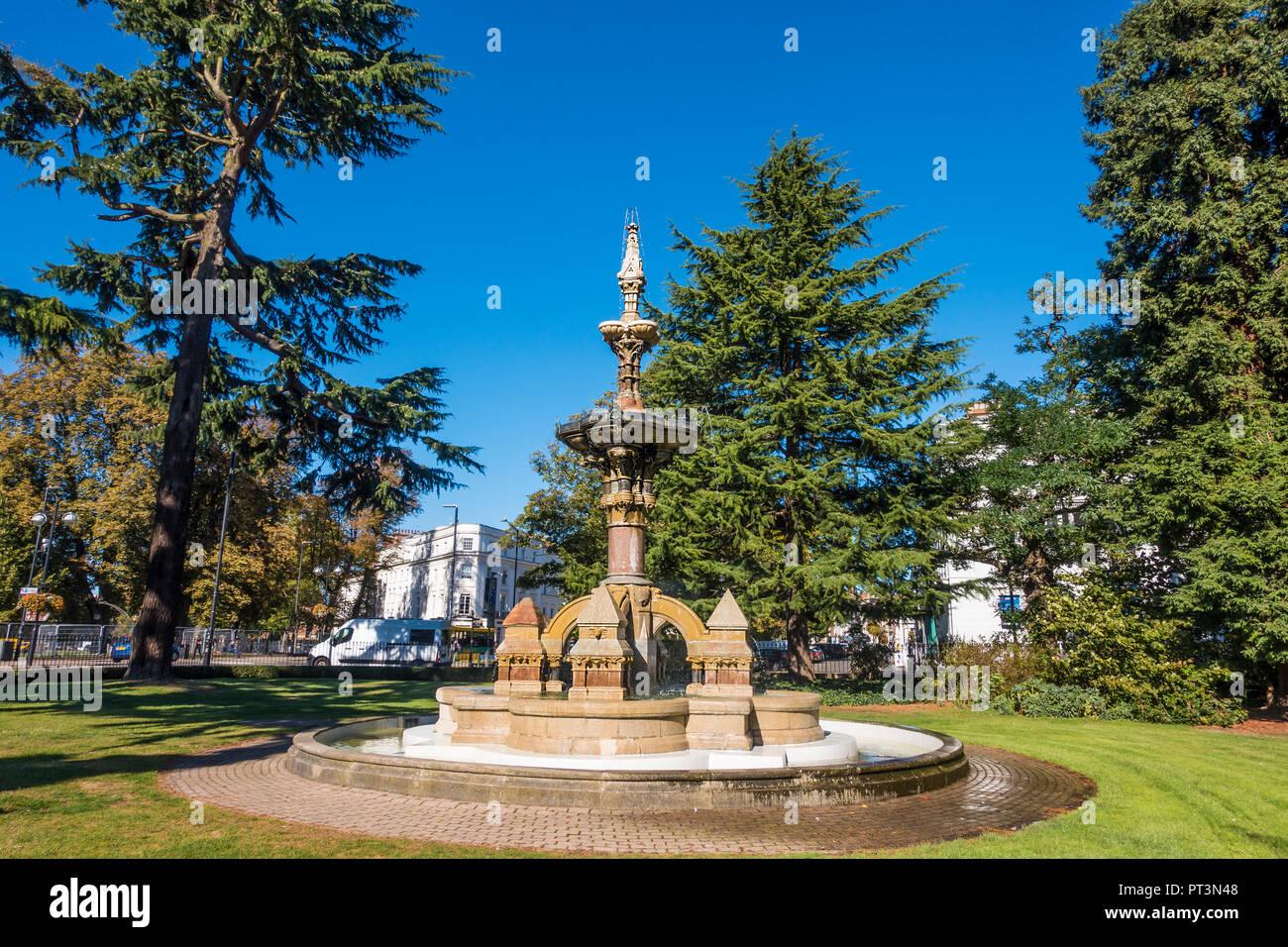 Fontana,Jephson Gardens,Royal Leamington Spa,Warwickshire Foto Stock