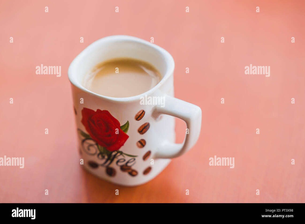 Close-up di una deliziosa tazza di caffè latte Foto Stock