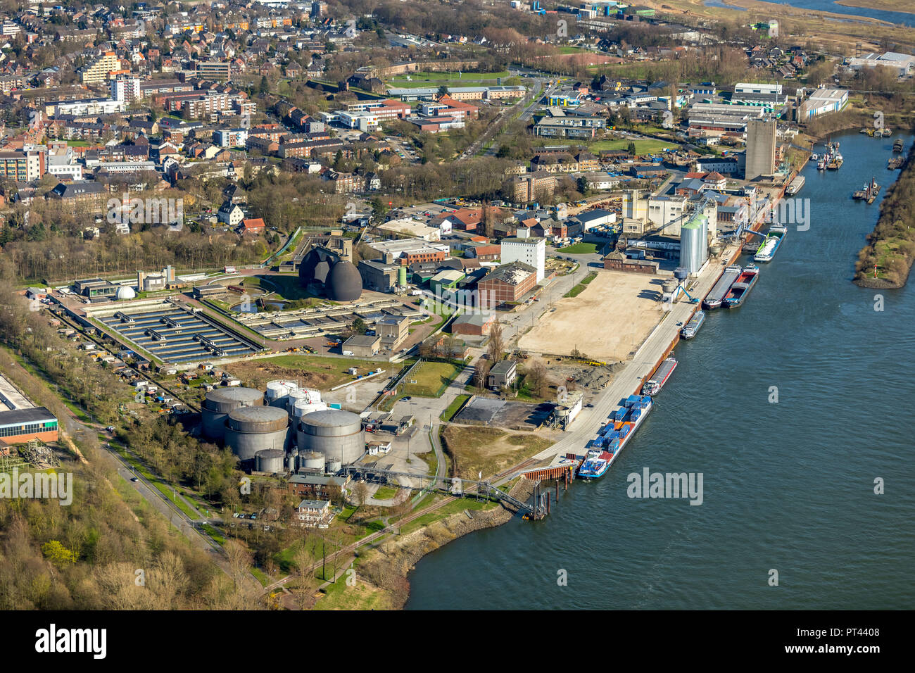 Terreni a riposo sul sito del porto sul Reno Wesel am Rhein, Wesel, Renania, città anseatica, Basso Reno, Nord Reno-Westfalia, Germania Foto Stock