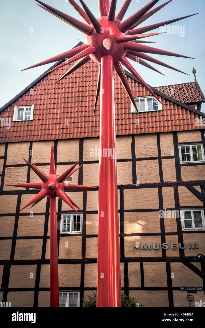Keulenschwung, presso il Bomann Museum, casa vista facciata della casa, semi-legno, città vecchia, Celle, Bassa Sassonia, Germania, Europa Foto Stock