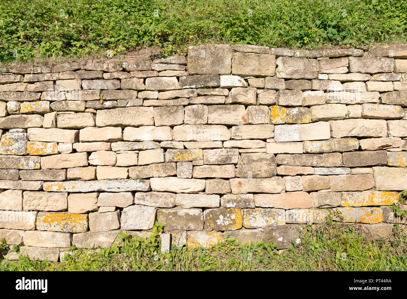 Germania, Baden-Württemberg, Kraichgau, Sulzfeld, secco muro di pietra vicino a Ravensburg Castello, Foto Stock