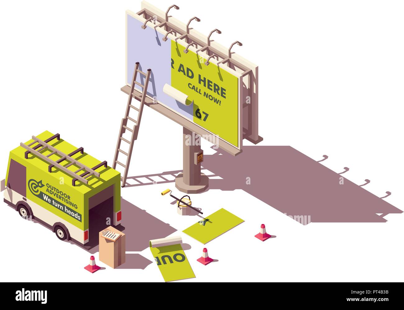 Vettore billboard isometrica che fissa Illustrazione Vettoriale