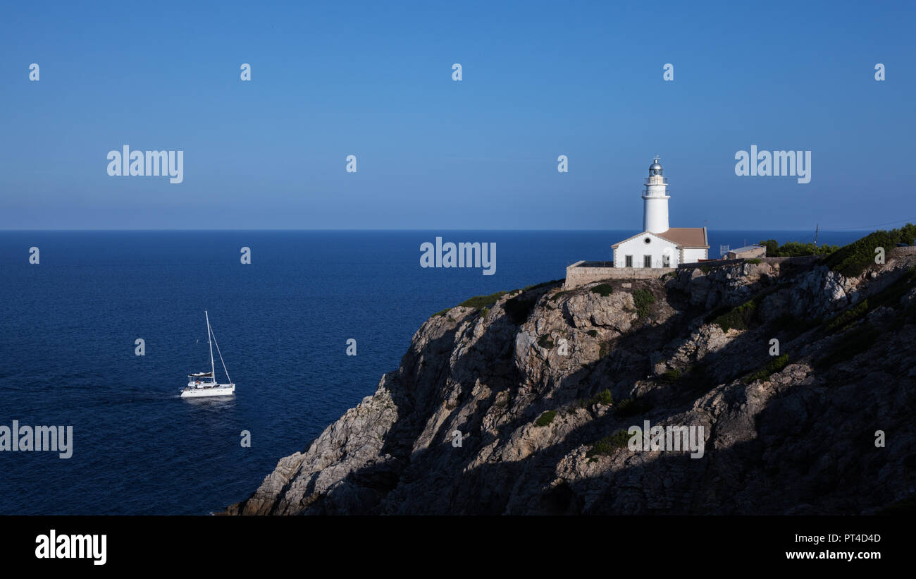 Leuchtturm von Capdepera in Cala Ratjada, Maiorca, Balearen, Spanien, Europa Foto Stock