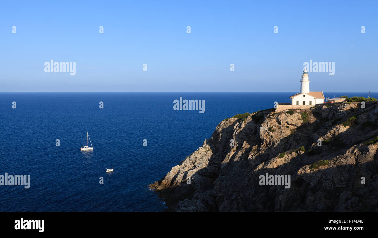 Leuchtturm von Capdepera in Cala Ratjada, Maiorca, Balearen, Spanien, Europa Foto Stock