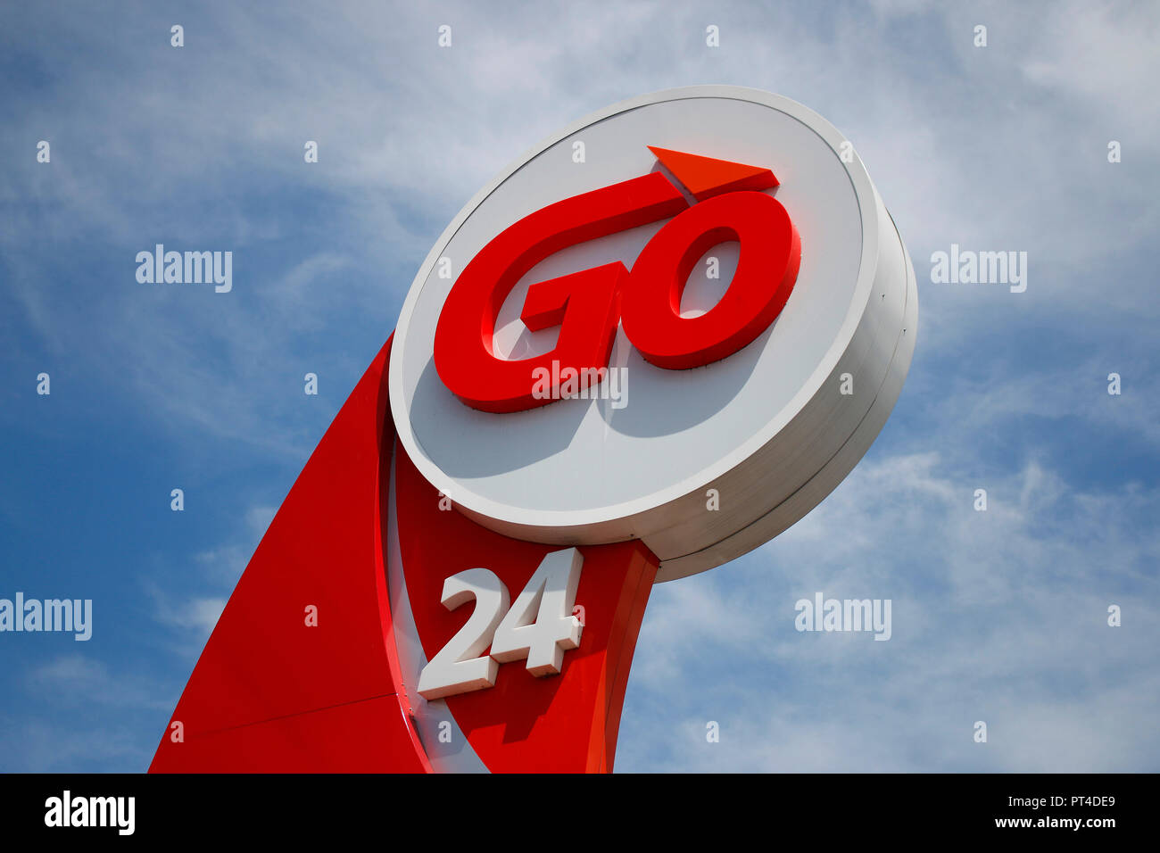 Das Logo der Marke/ il logo del marchio 'Go 24', Belfast, Nordirland/ Irlanda del Nord (nur fuer redaktionelle Verwendung. Keine Werbung. Referenz Foto Stock