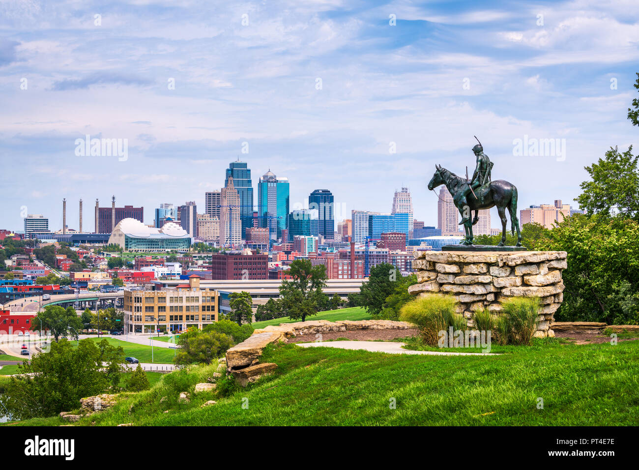 Kansas City, Missouri, Stati Uniti d'America skyline del centro. Foto Stock