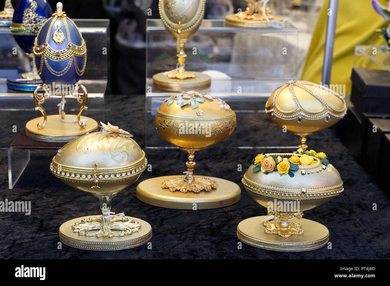 Uova di Faberge in mostra Foto Stock