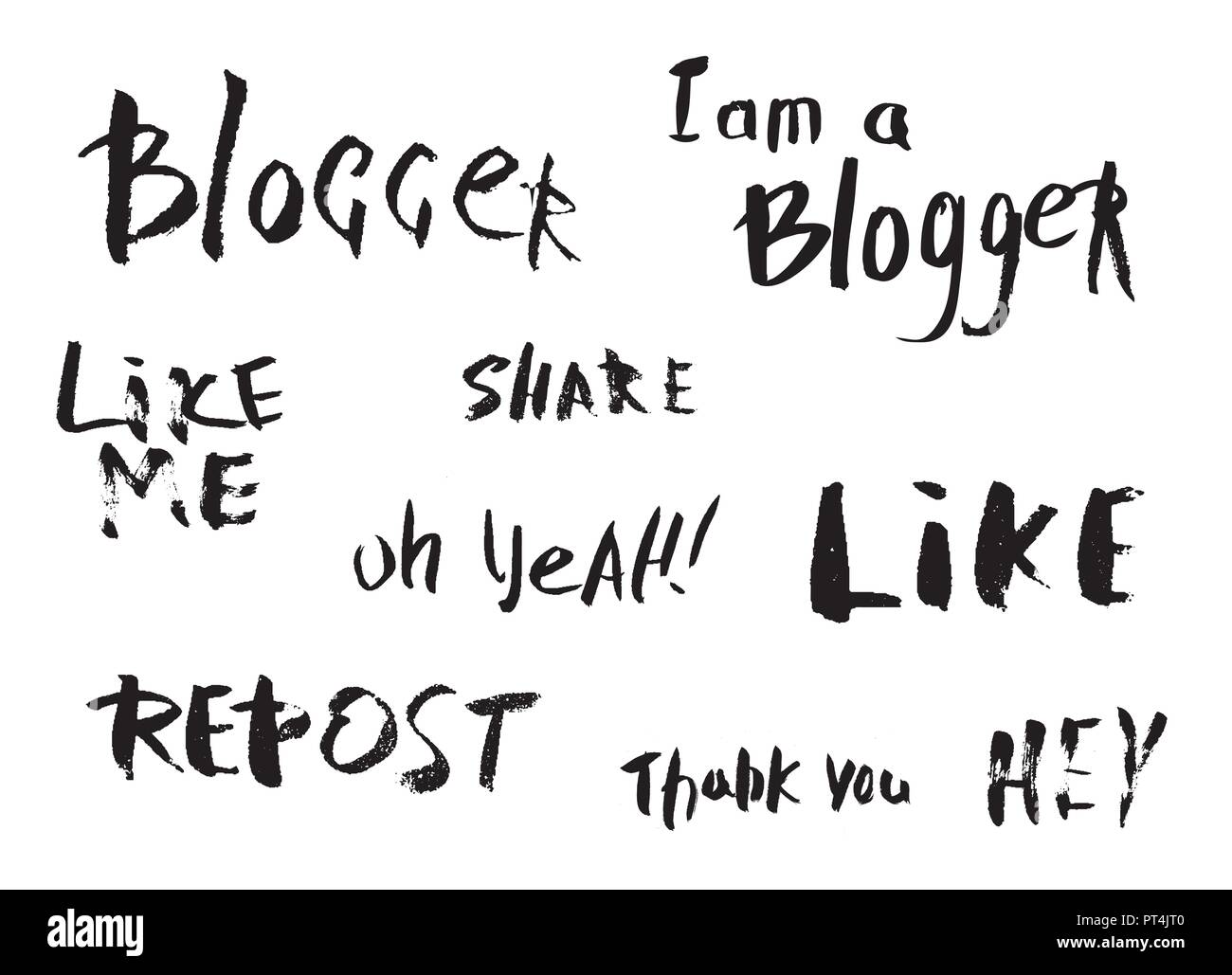 Set Di Citazioni Di Vettore Scritte A Mano Le Frasi Per Social Media Network Io Sono Un Blogger Come Me Condividere Riesporre La Ringrazio I Messaggi Illustratio Vettore Immagine E Vettoriale