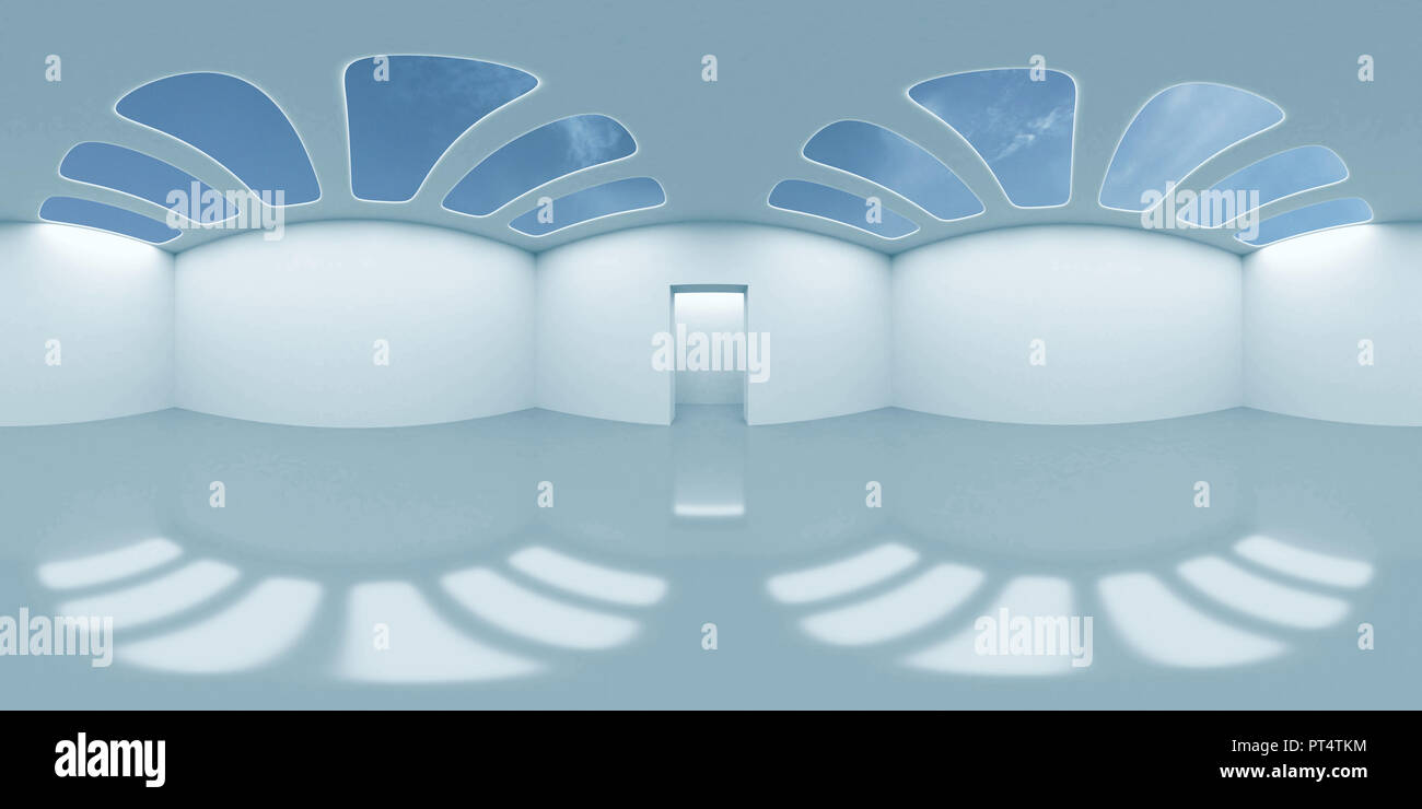 HDRI environment map, astratto panorama sferica sfondo, interni e sky sorgente luminosa di rendering (vuoto 3d illustrazione stanza) Foto Stock
