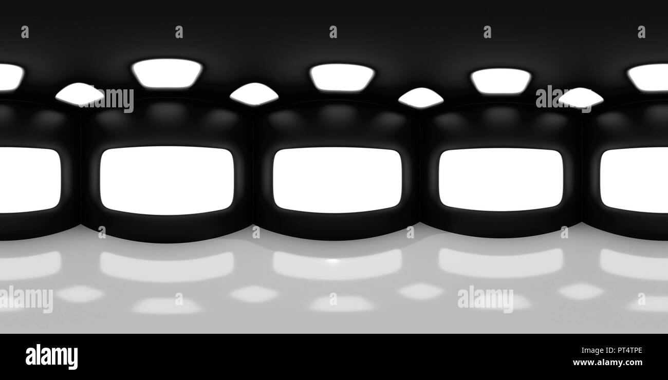 Mappa HDRI, ambiente sferico panorama sullo sfondo nelle tonalità del bianco e del nero, la sorgente di luce render - camera astratta (3D render equirettangolare) Foto Stock