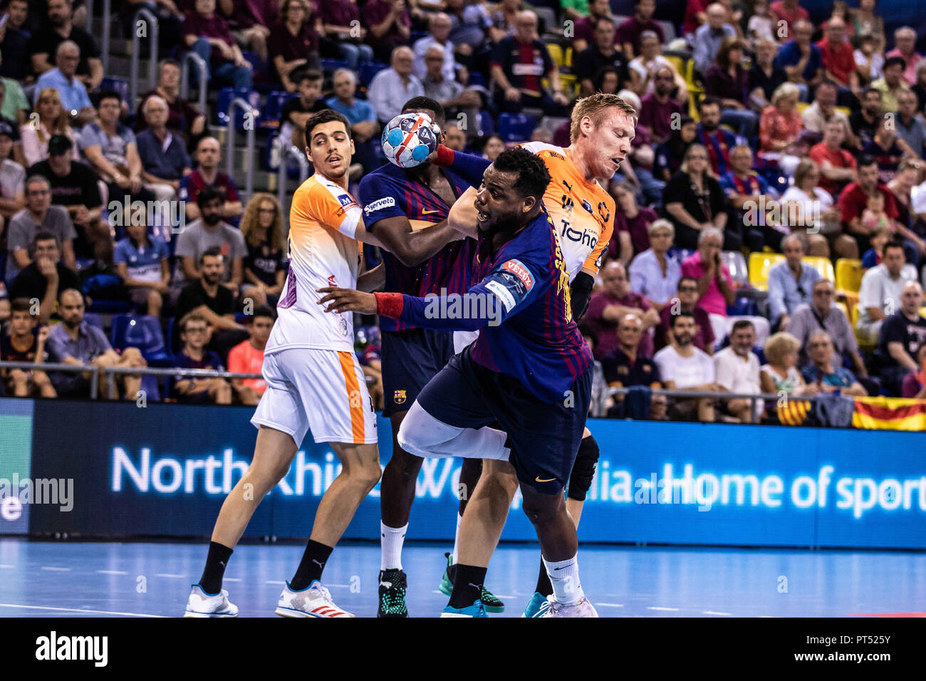 6 Ottobre 2018 - Cedric Sorhaindo, #10 del FC Barcelona Lassa in azioni durante a VELUX EHF Champions League match tra FC Barcelona e Lassa Montpellier HB su ottobre 06, 2018 a Palau Blaugrana, Barcellona, Spagna. Credit: AFP7/ZUMA filo/Alamy Live News Foto Stock