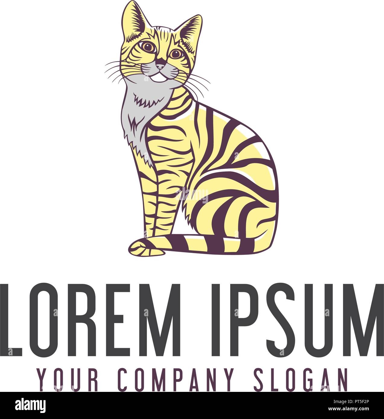 Cat logo design modello di concetto Illustrazione Vettoriale