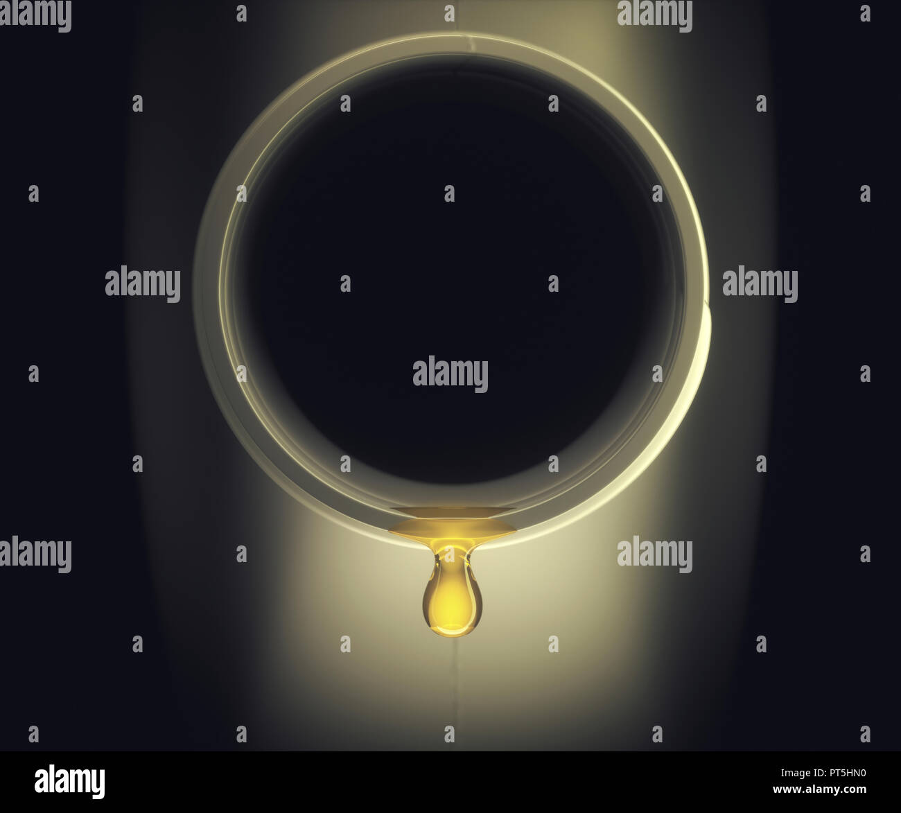 Olio motore fuoriesce dalla bottiglia, illustrazione. Foto Stock