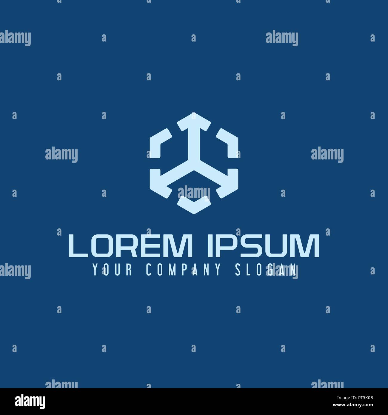 Freccia esagonale logo design modello di concetto Illustrazione Vettoriale