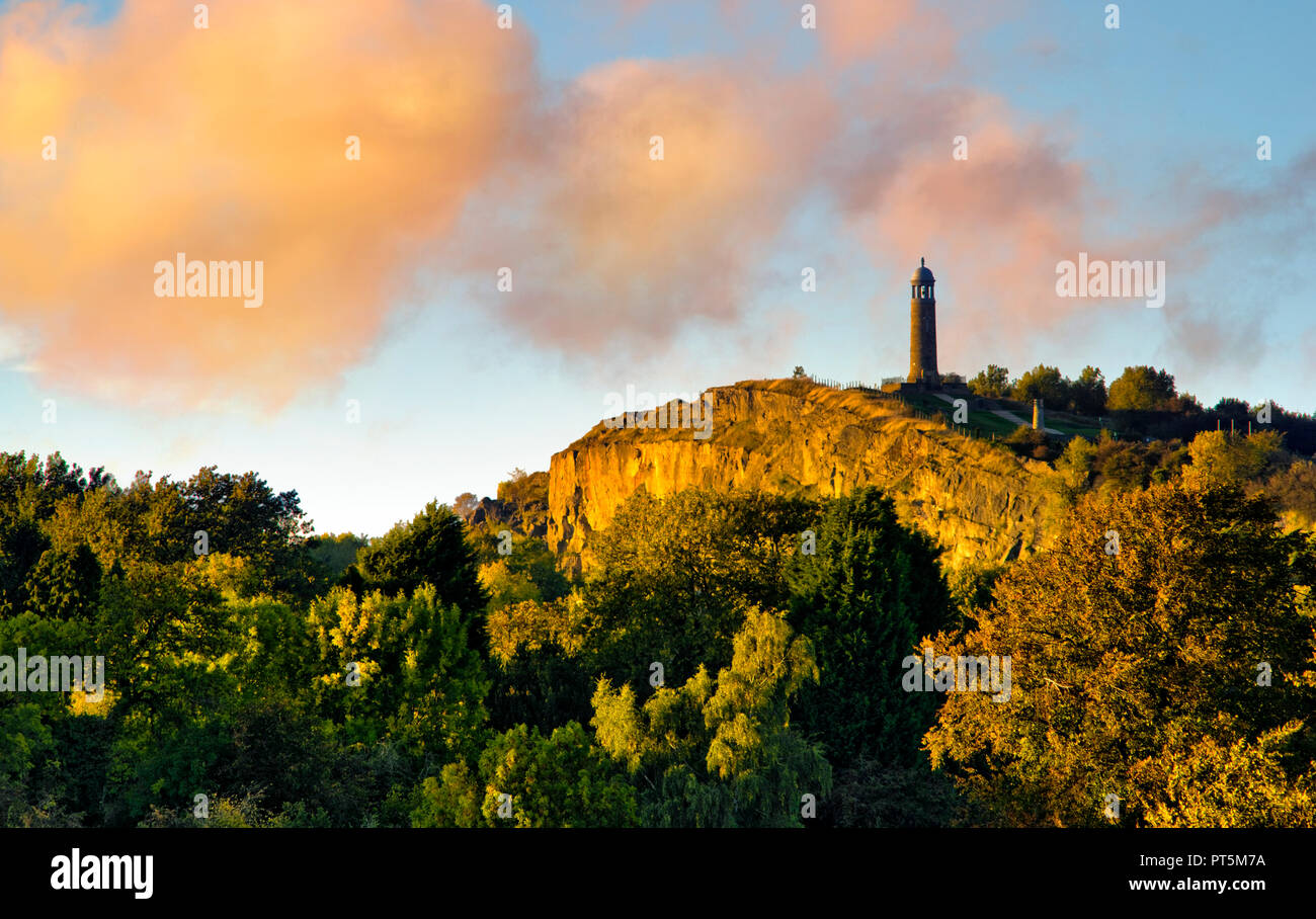 Crich Stand al tramonto. Memoriale del guardaboschi Sherwood Reggimento Derbyshire, Inghilterra (6) Foto Stock