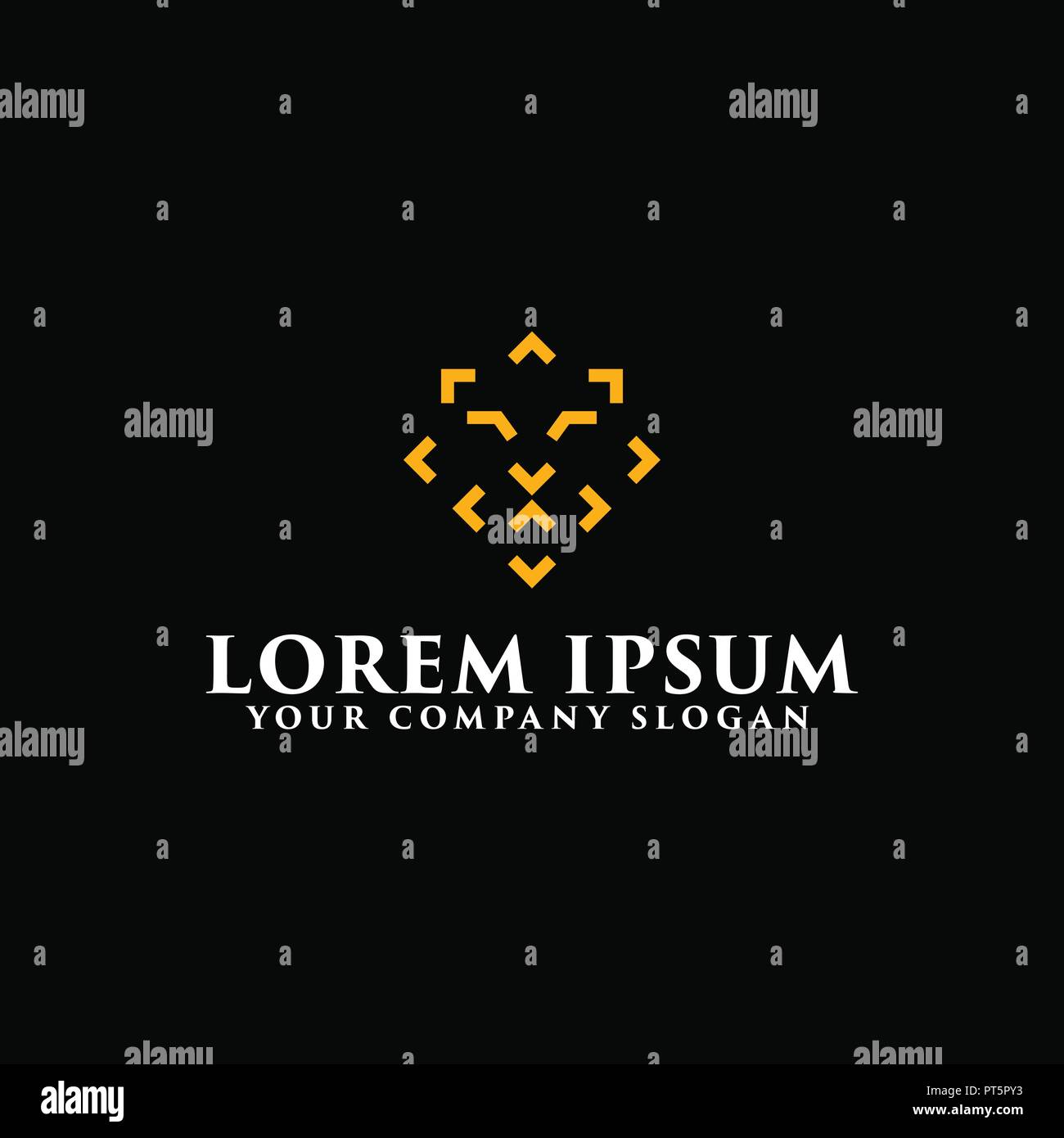 Linea moderna lion logo design modello di concetto Illustrazione Vettoriale
