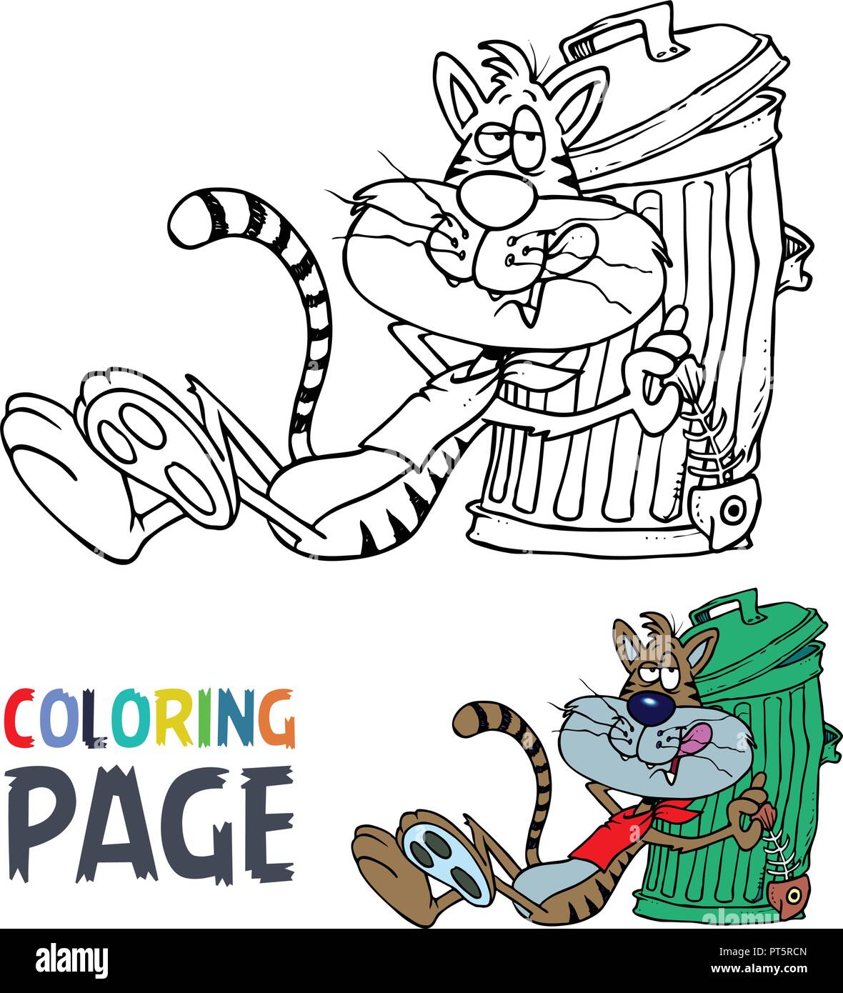 Lazy cat cartoon pagina di colorazione Illustrazione Vettoriale