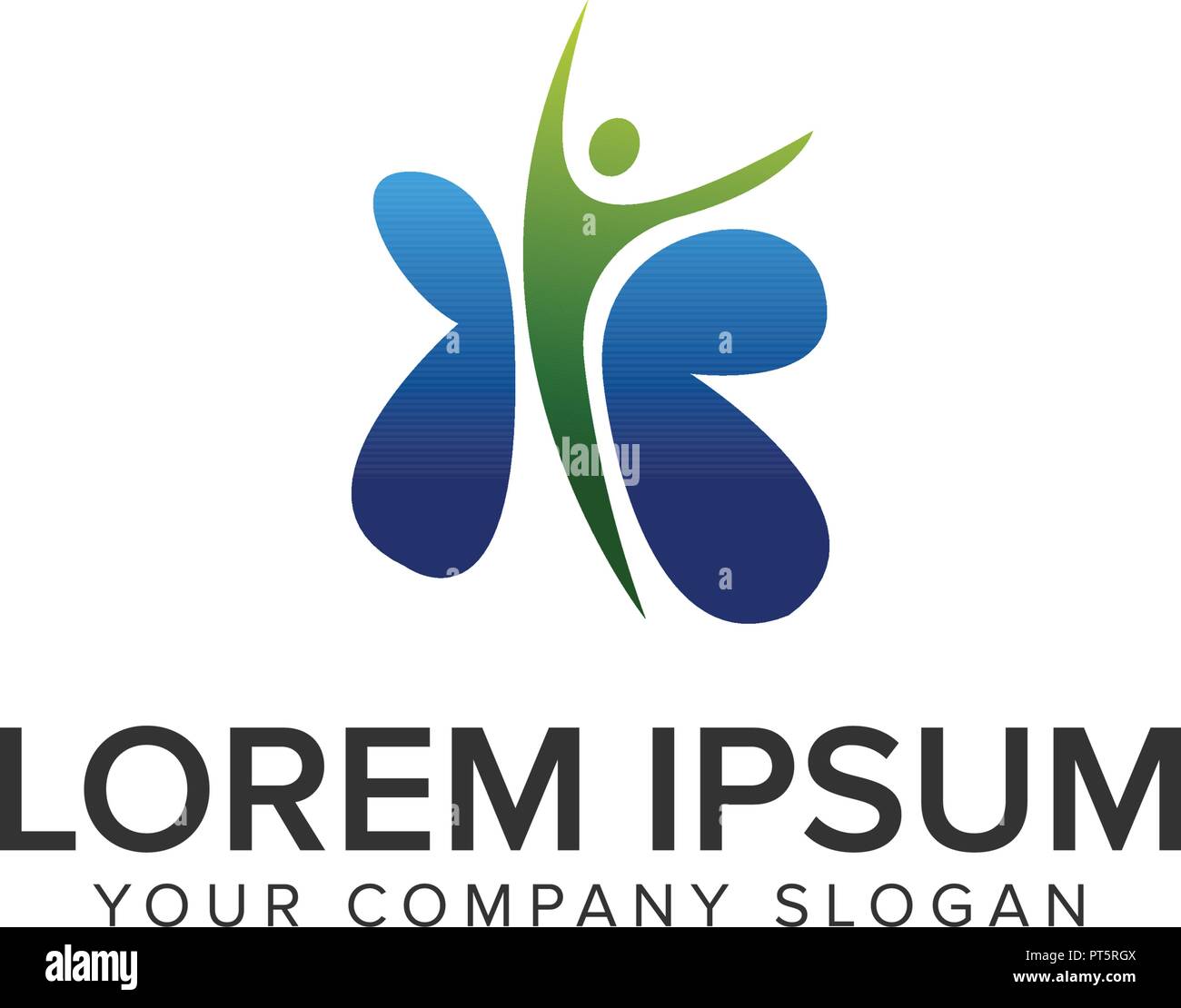 Butterfly persone logo, medicina healt persone logo design modello di concetto Illustrazione Vettoriale