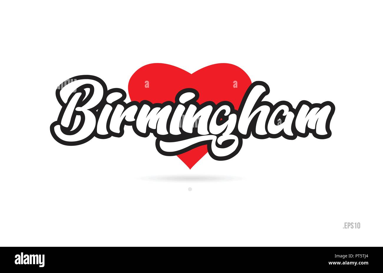 Birmingham city design testo con cuore rosso icona tipografici design adatto per la promozione turistica Illustrazione Vettoriale