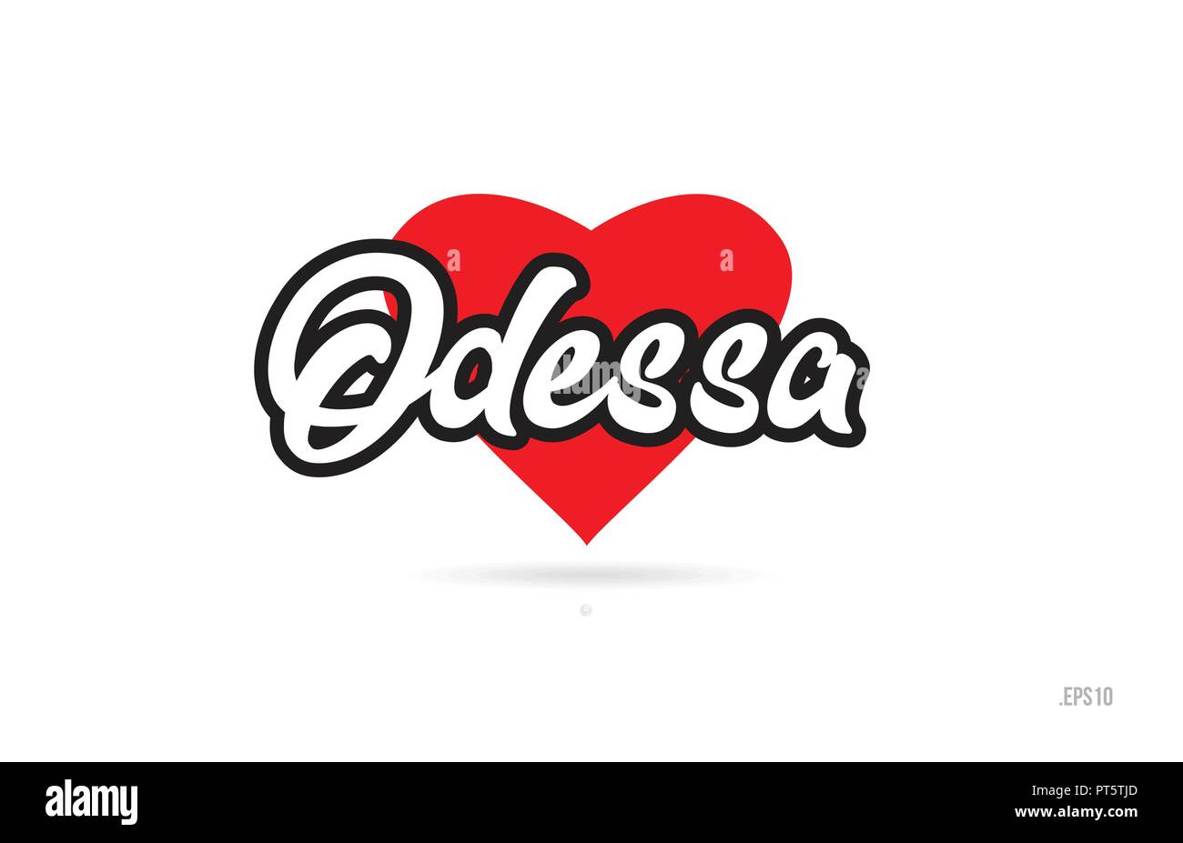 La città di Odessa progettazione di testo con cuore rosso icona tipografici design adatto per la promozione turistica Illustrazione Vettoriale