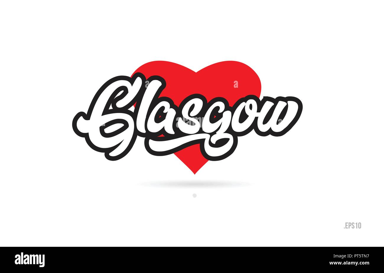 Glasgow city design testo con cuore rosso icona tipografici design adatto per la promozione turistica Illustrazione Vettoriale