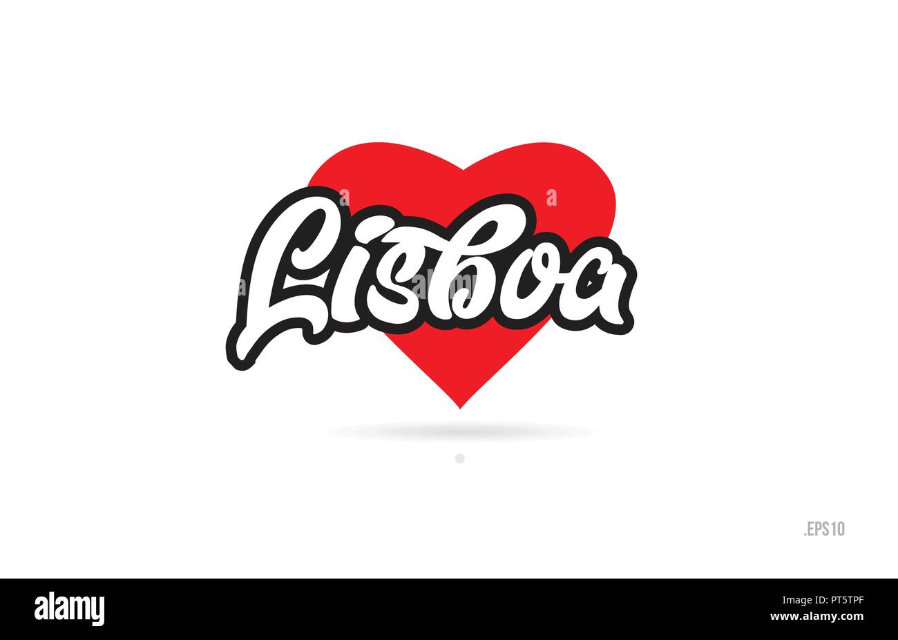 Lisboa city design testo con cuore rosso icona tipografici design adatto per la promozione turistica Illustrazione Vettoriale
