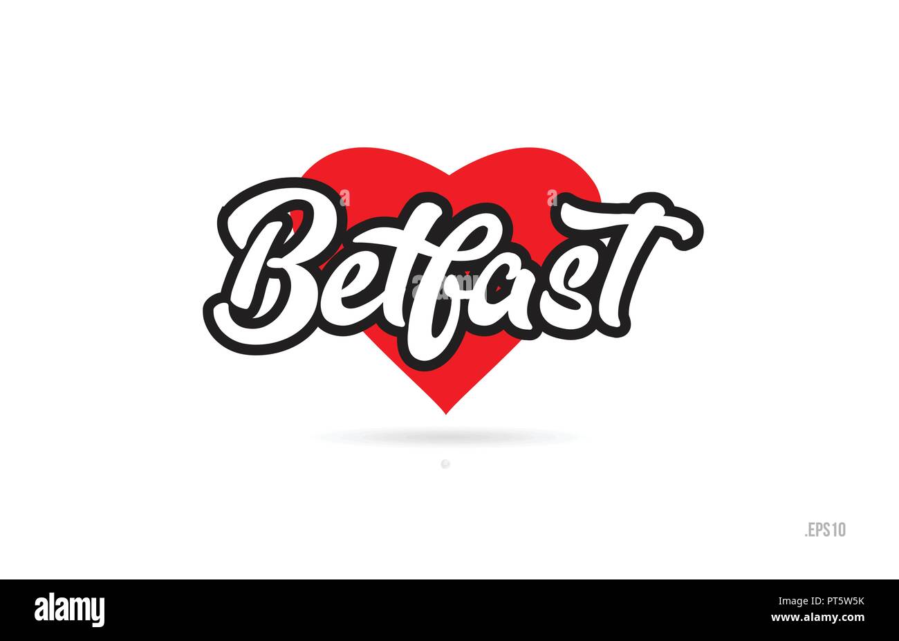 Belfast city design testo con cuore rosso icona tipografici design adatto per la promozione turistica Illustrazione Vettoriale