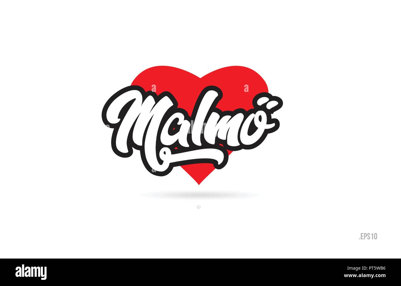 Malmo city design testo con cuore rosso icona tipografici design adatto per la promozione turistica Illustrazione Vettoriale