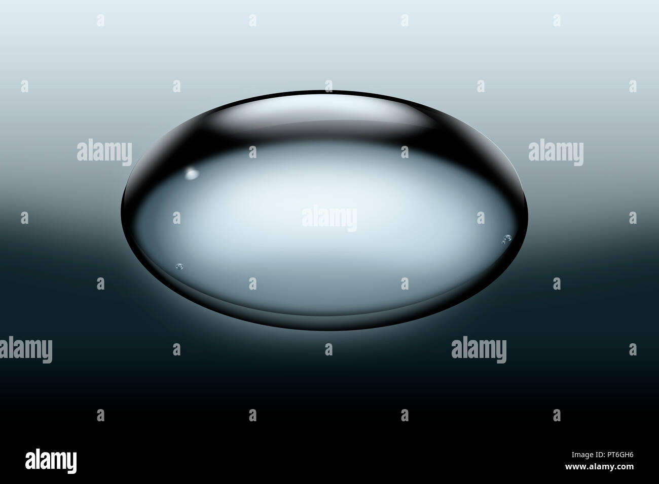 Una goccia di gocciolamento di liquido chiaro, acqua, soluzione Foto Stock