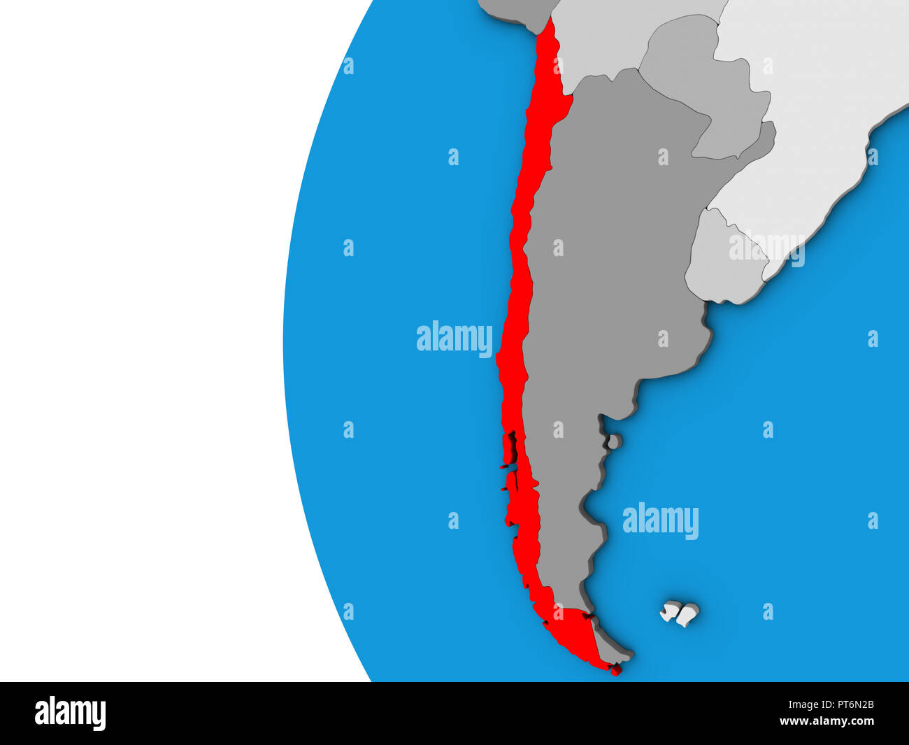 Il Cile sulla politica blu globo 3D. 3D'illustrazione. Foto Stock