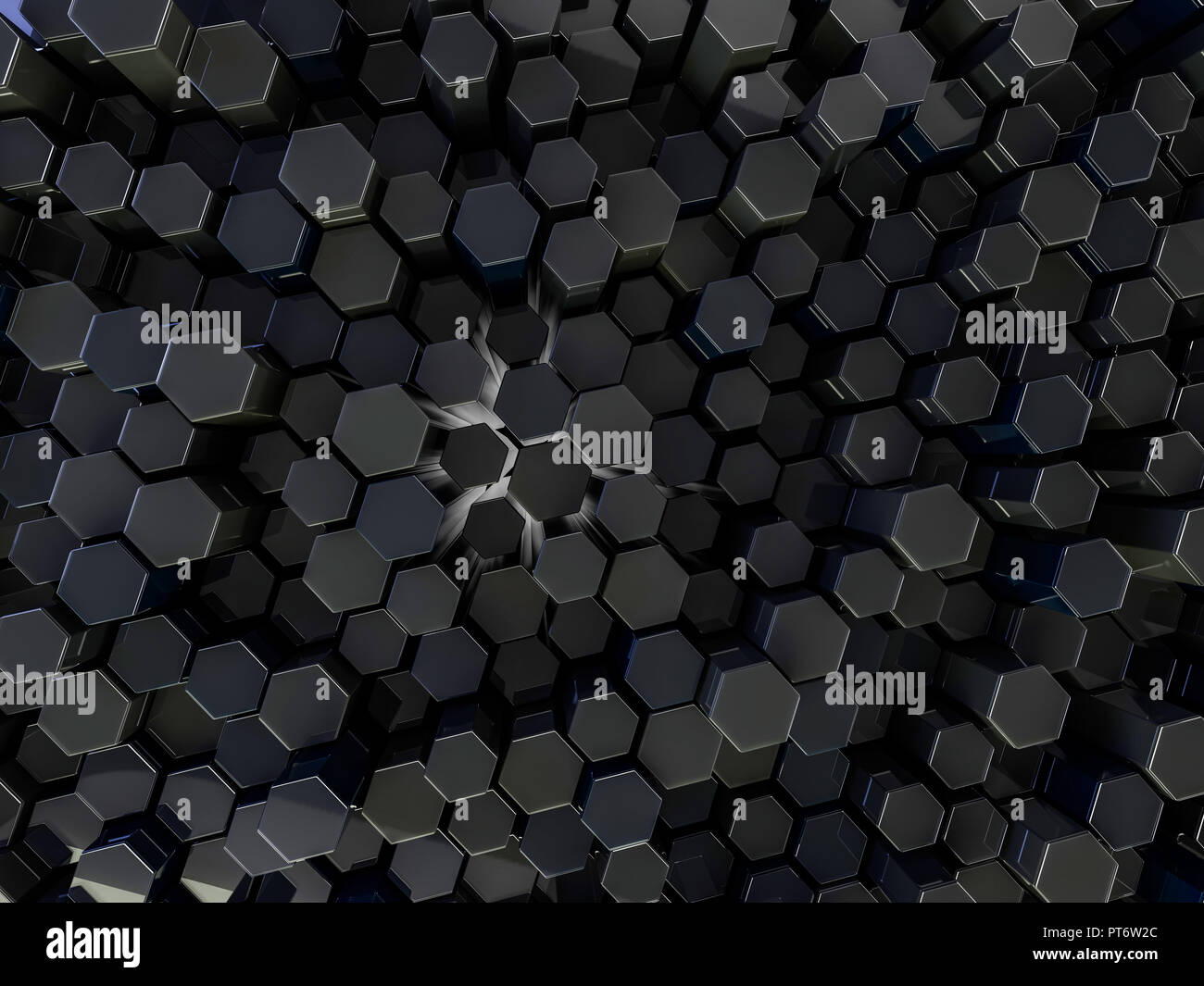 Abstract tecnologico futuristico sfondo esagonale. Il rendering 3D Foto Stock