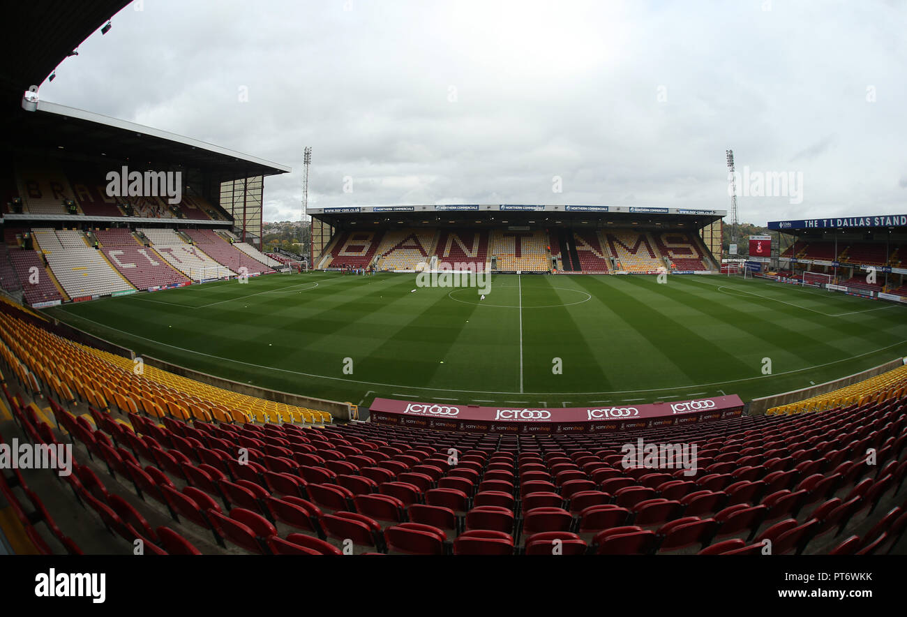 Il 6 ottobre 2018, Nord Spot Stadium, Valley Parade, Bradford, Inghilterra; Sky lega Bet One, Bradford City v Sunderland ; generale vista dello stadio del Nord Stadio Spot Credit: stephen Gaunt/News immagini English Football League immagini sono soggette a licenza DataCo Foto Stock