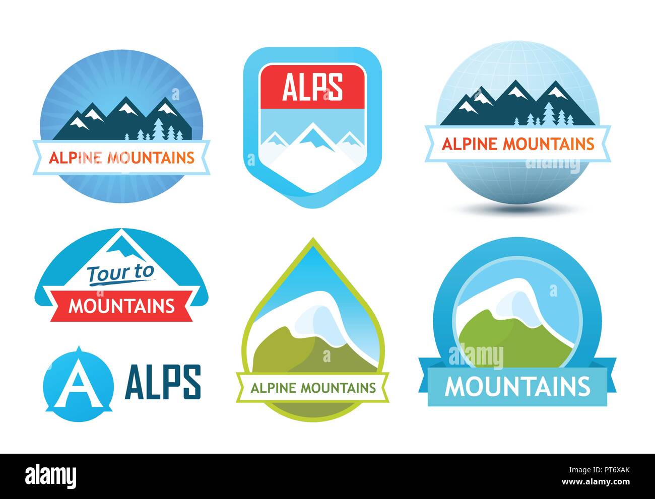 Montagne Alpine loghi Illustrazione Vettoriale