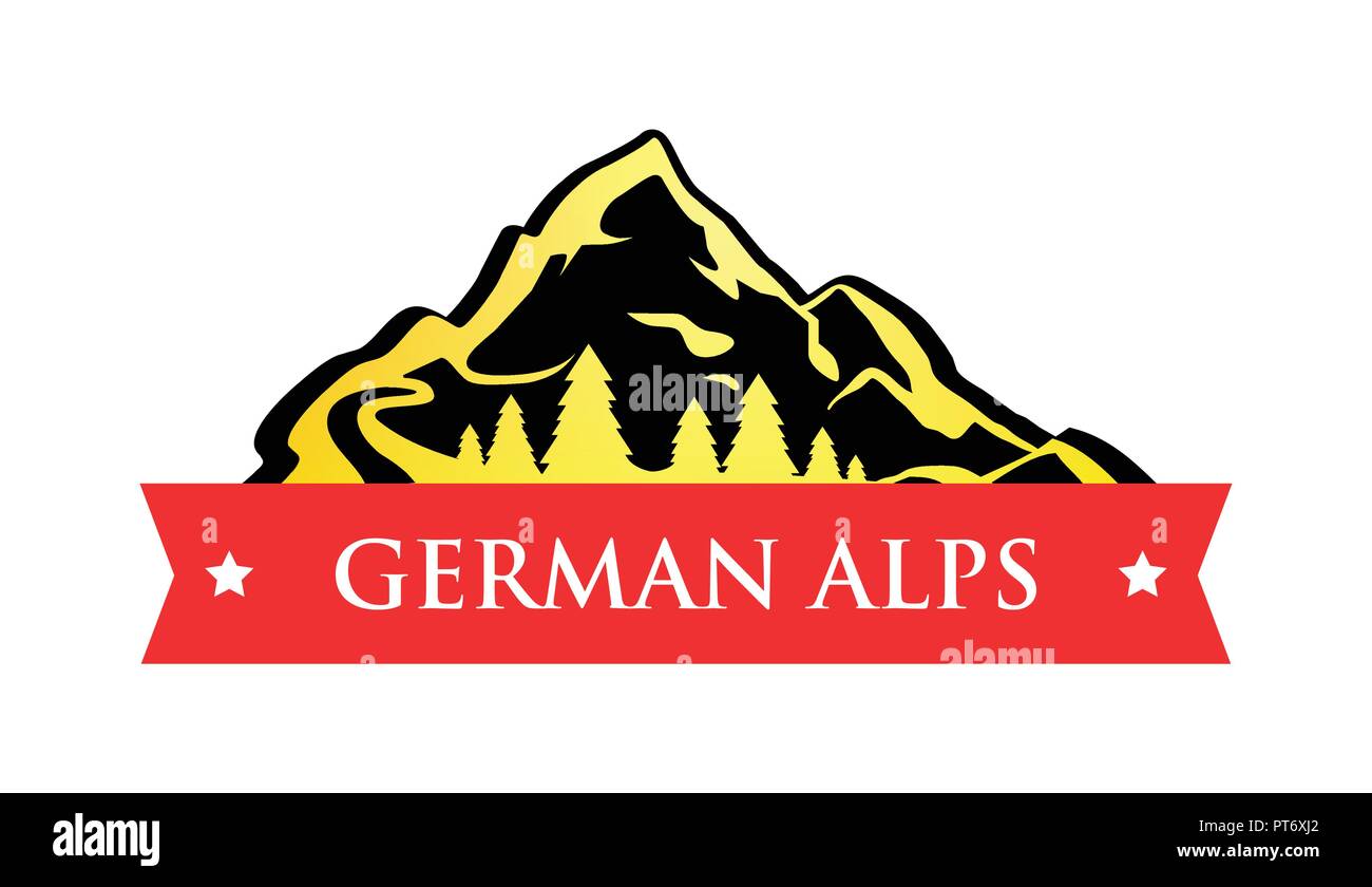 Il logo del vettore delle Alpi tedesche Illustrazione Vettoriale