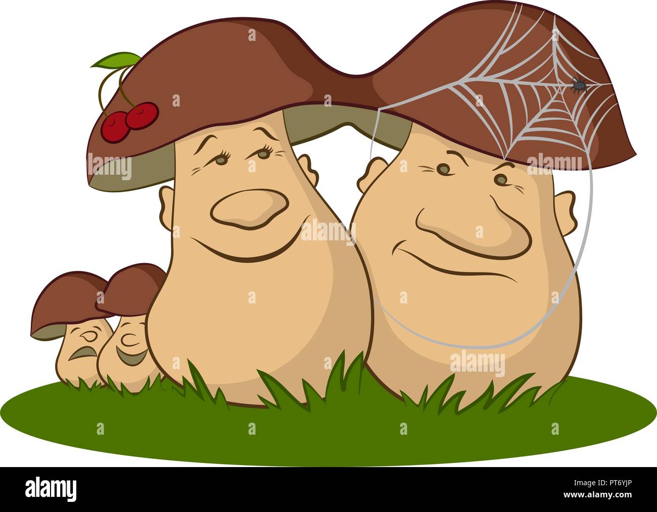 Famiglia di Cartoon di funghi Illustrazione Vettoriale