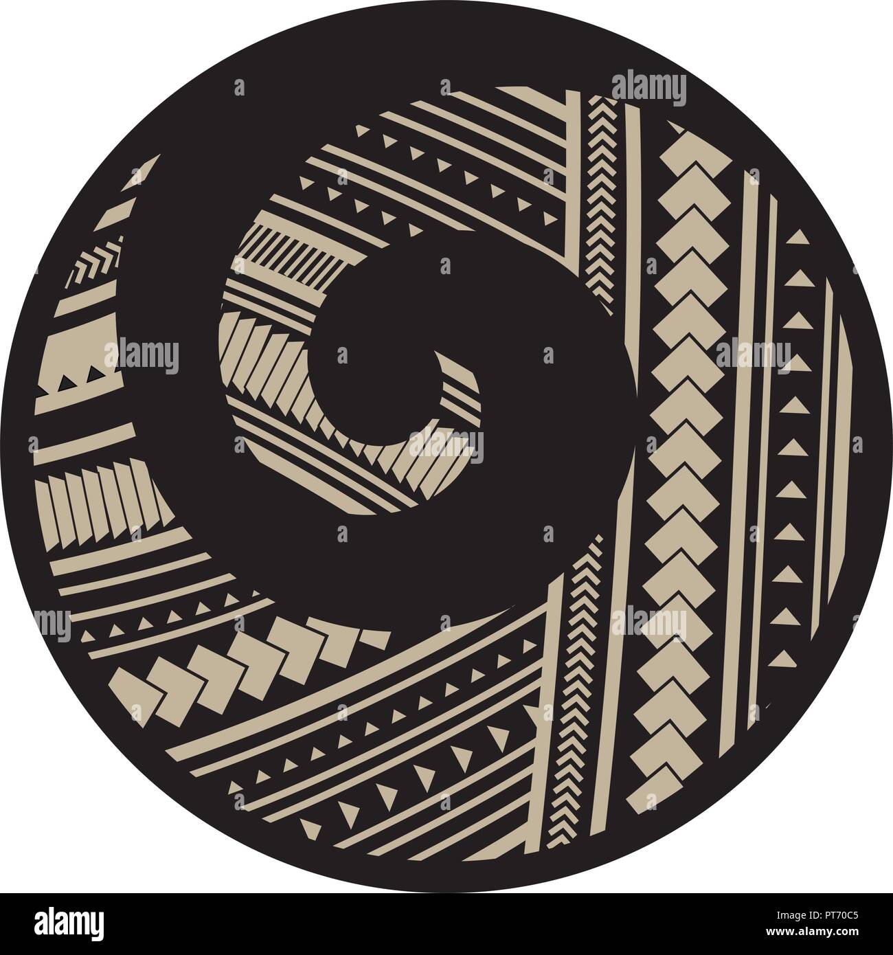 Koru. Simbolo Maori è una forma a spirale sulla base di Silver Fern frond Illustrazione Vettoriale