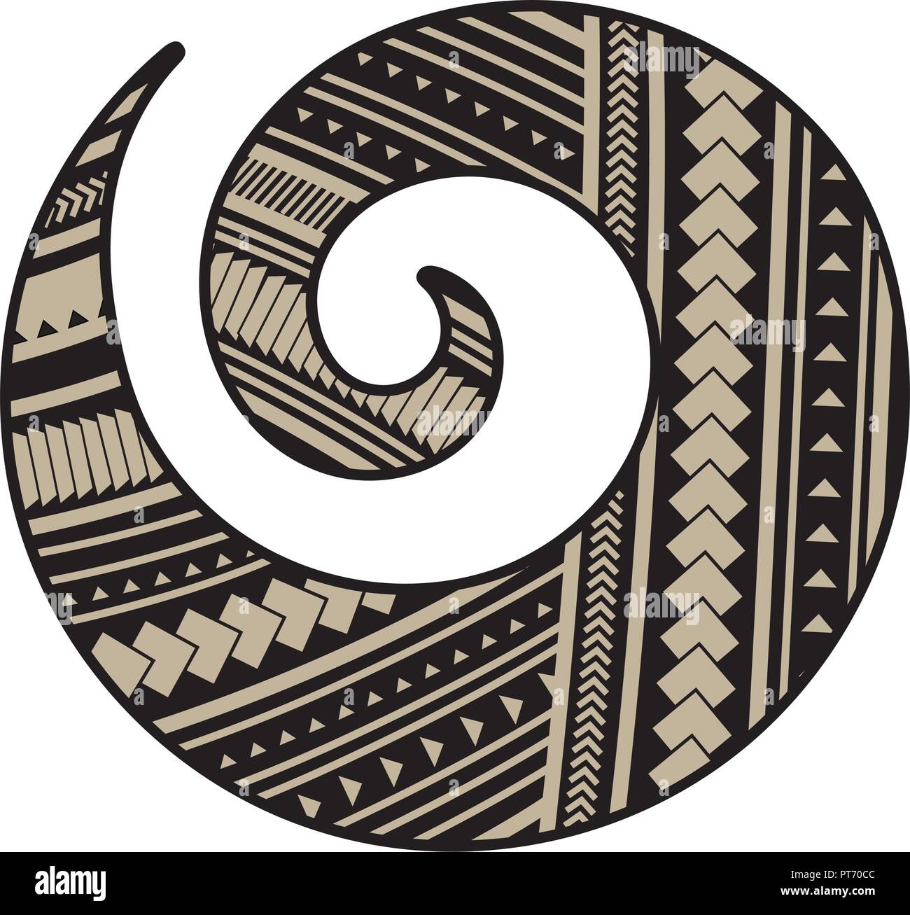 Koru. Simbolo Maori è una forma a spirale sulla base di Silver Fern frond Illustrazione Vettoriale