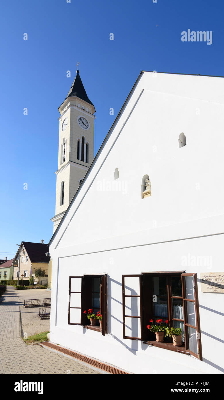 Hegykö: museo del merletto. Chiesa di Neusiedler See (lago di Neusiedl), Győr-Moson-Sopron, Ungheria Foto Stock