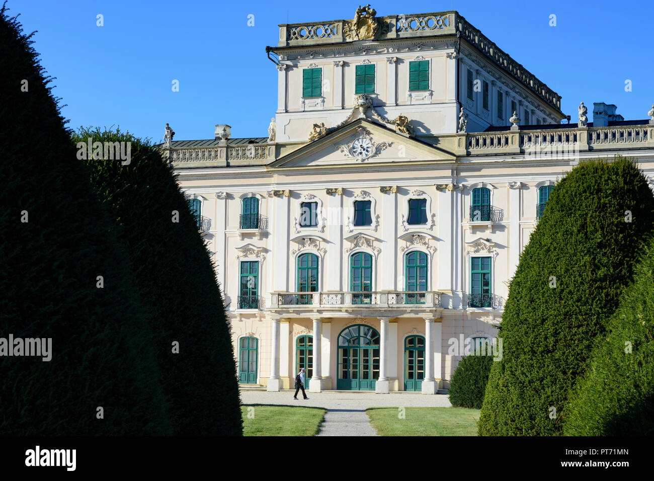 Fertöd: Schloss Esterhazy Esterhaza (palazzo), parkside, park di Neusiedler See (lago di Neusiedl), Győr-Moson-Sopron, Ungheria Foto Stock