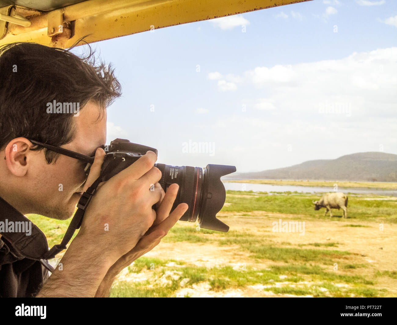 Fotografare in un safari game drive Foto Stock