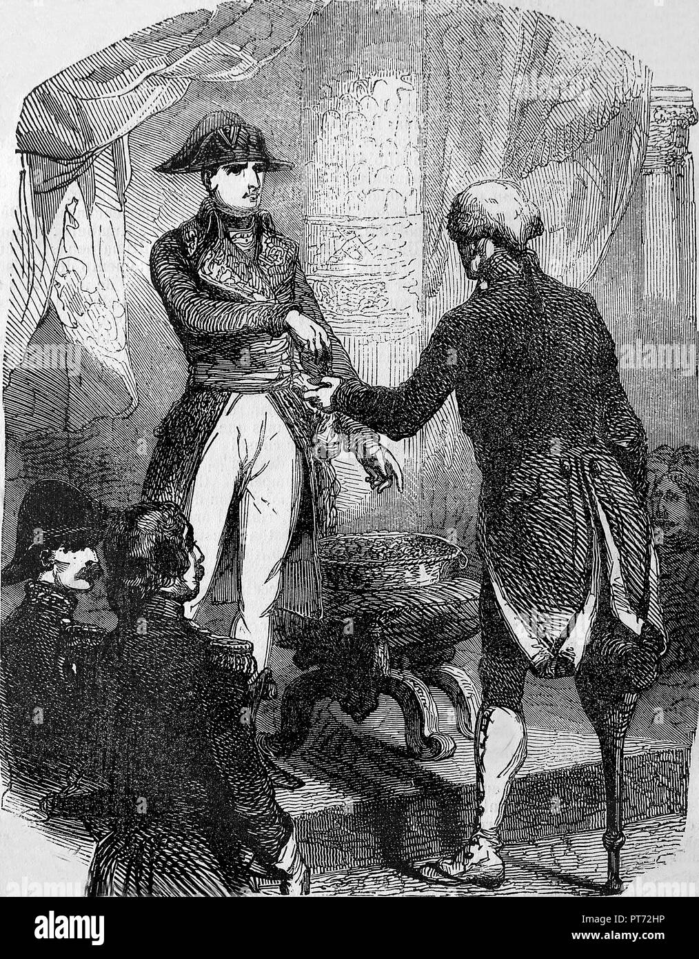 Primo Impero Francese. Napoleone I erogazione di croci per i grandi invalidi di guerra. Incisione del XIX secolo. Foto Stock